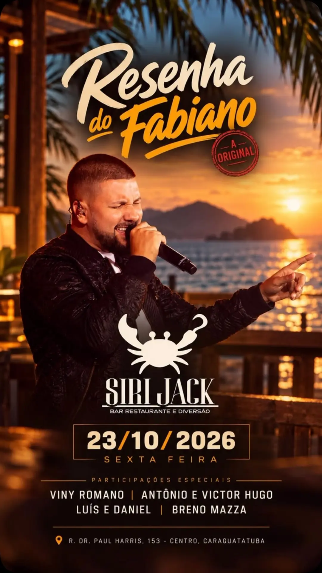 Flyer de Victor Hugo, Resenha do Fabiano e mais 5 artistas
