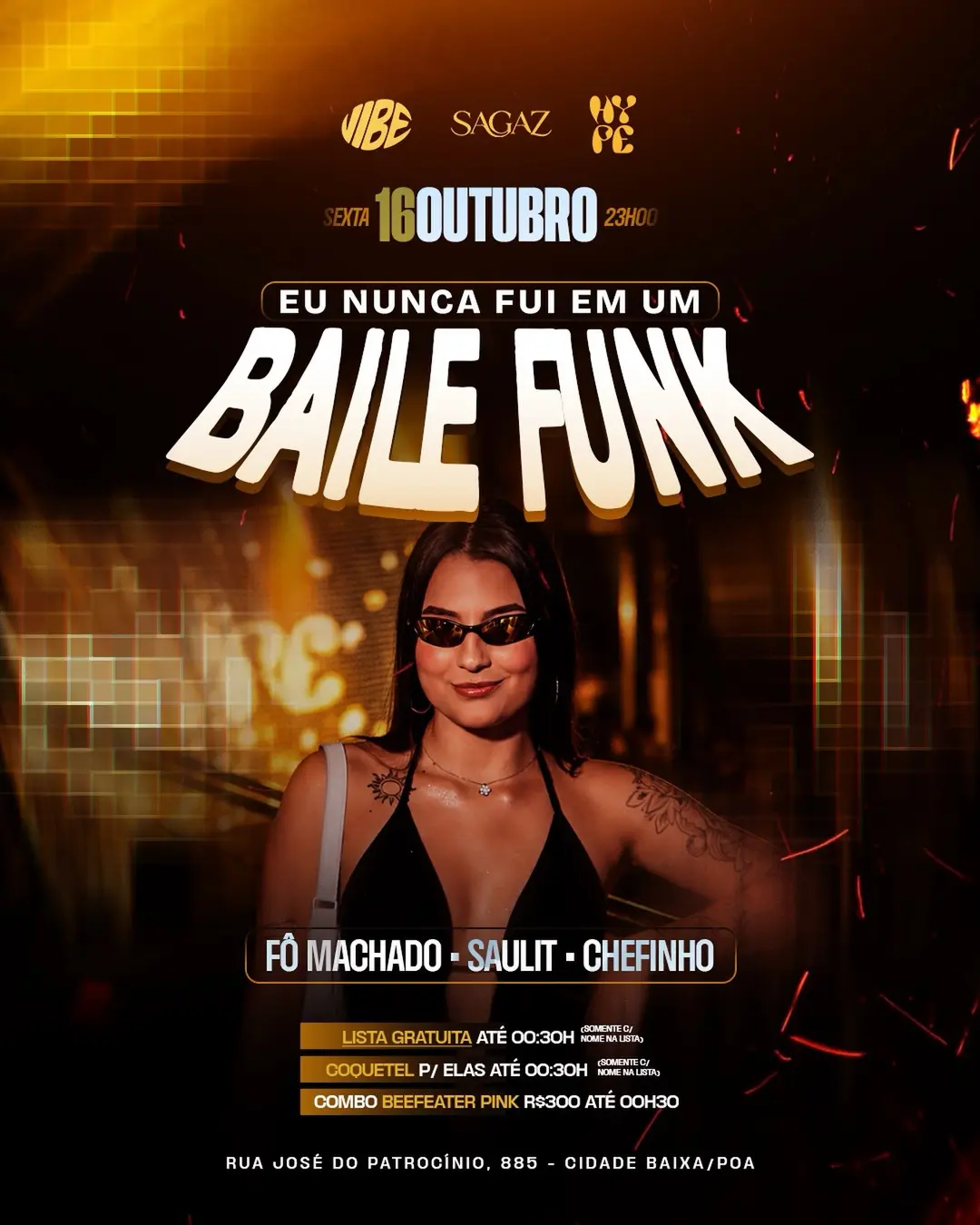 Flyer de Saulit, Chefinho e Fô Machado