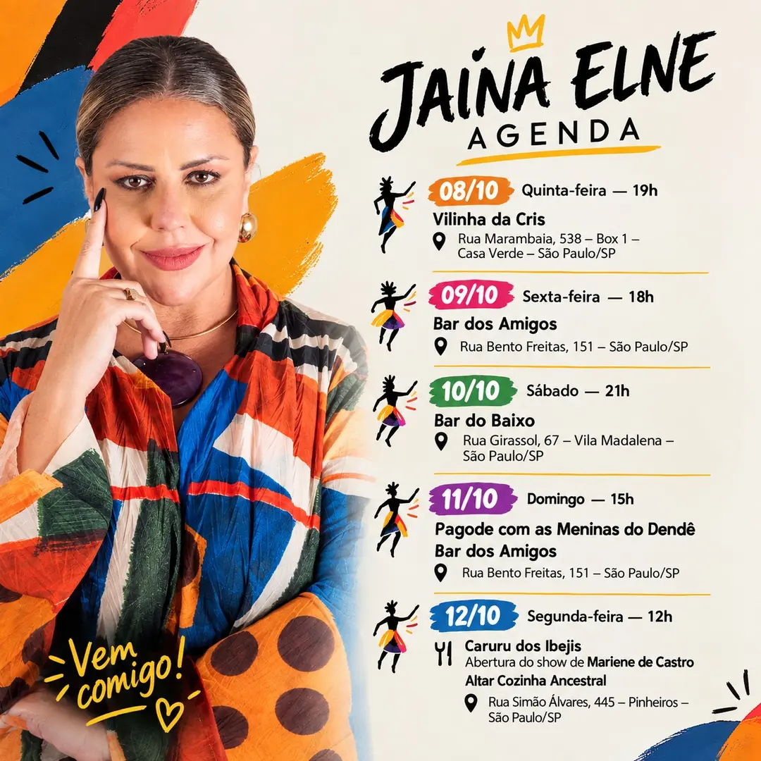 Flyer de Jaina Elne e Meninas do Dendê