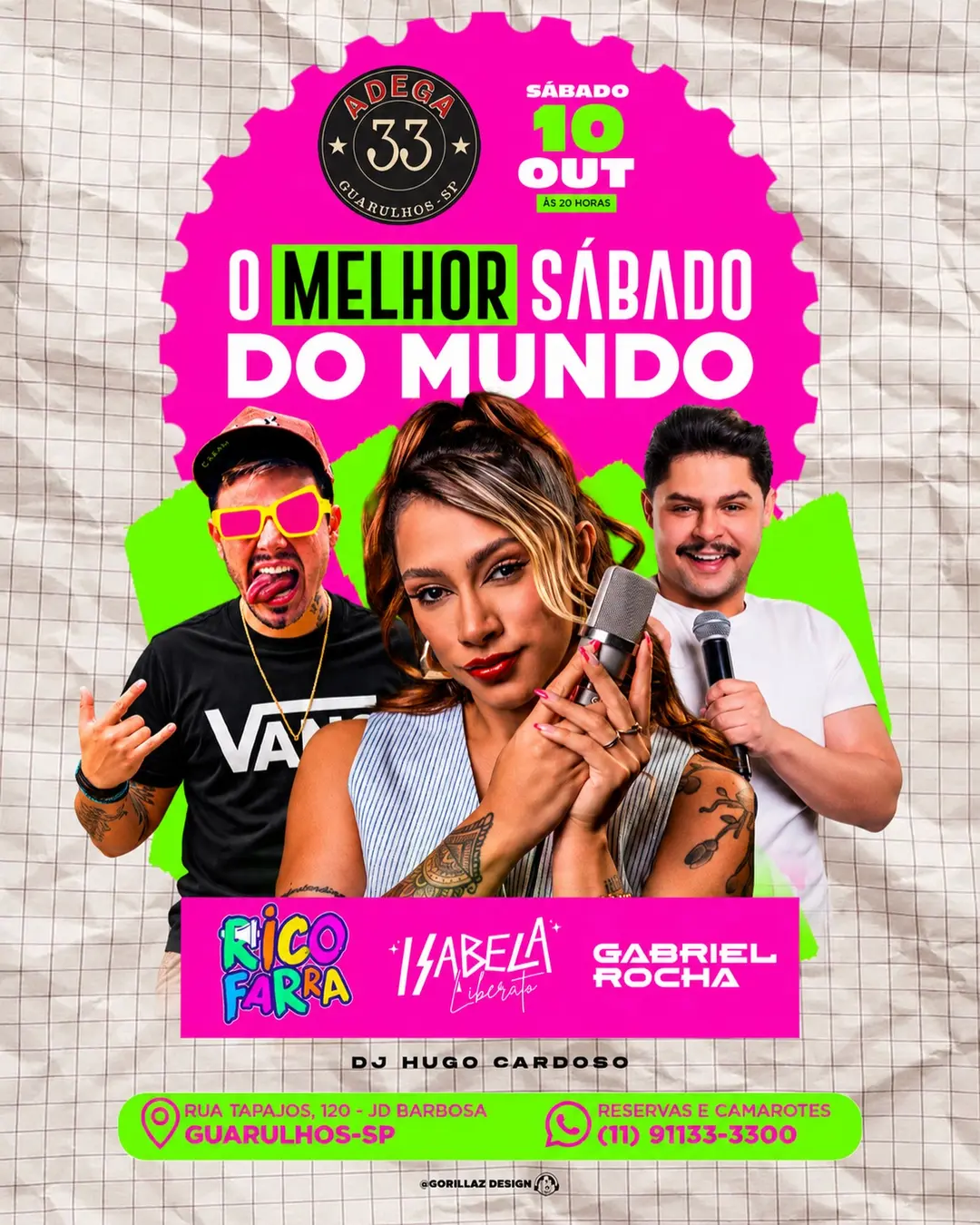 Flyer de Gabriel Rocha, Rico Henrique e Aísla Liberato