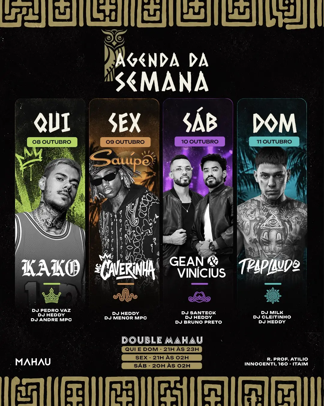 Flyer de Pedro Vaz, Kako, Dj Heddy e DJ André MPC
