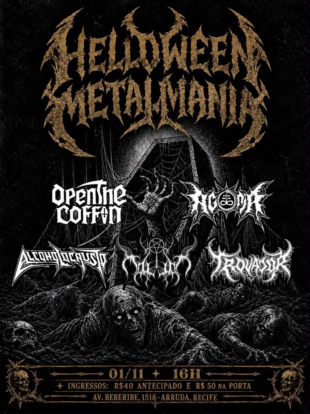 Flyer de Trovador, Moloch, Agonia e mais 2 artistas