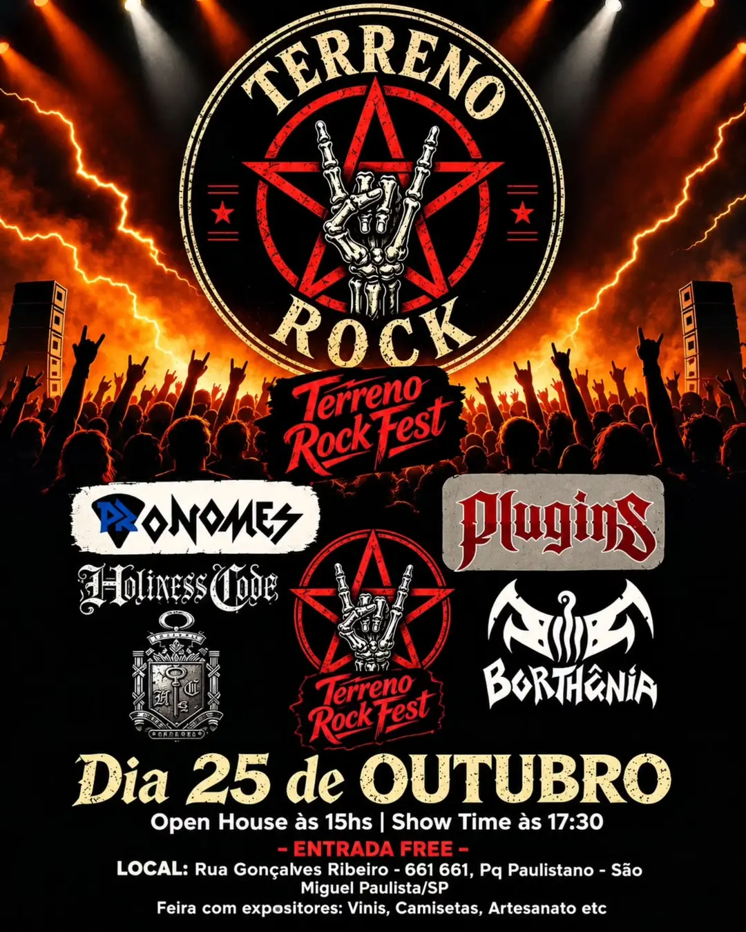 Flyer de Plugins, Borthãnia, Pronomes e Holiness Band