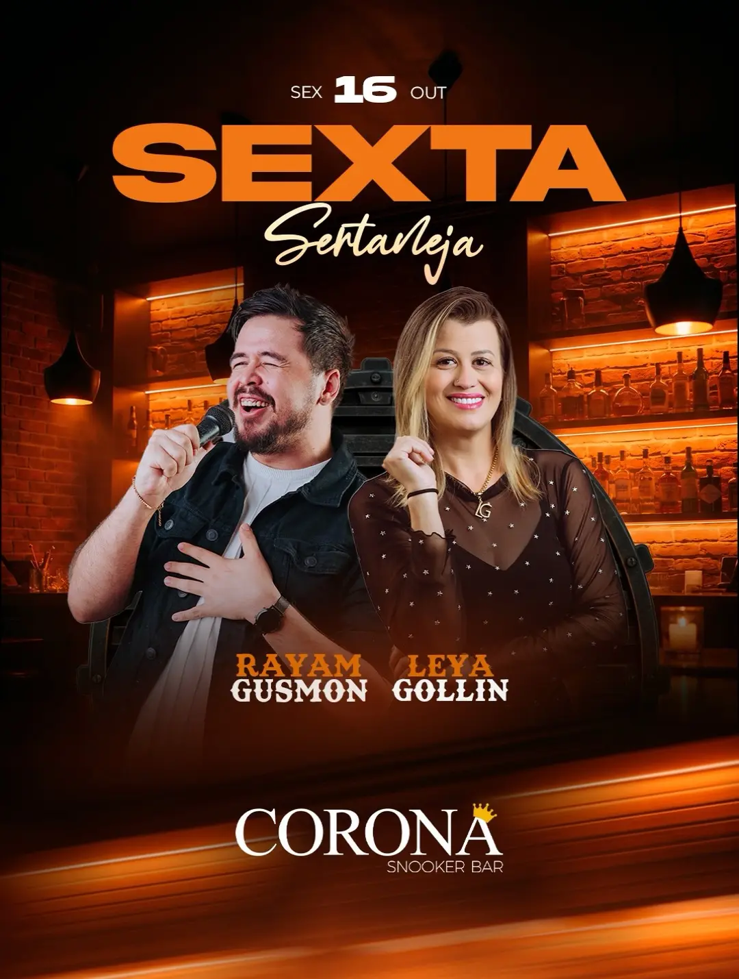Flyer de Rayam Gusmon e Leya Gollin