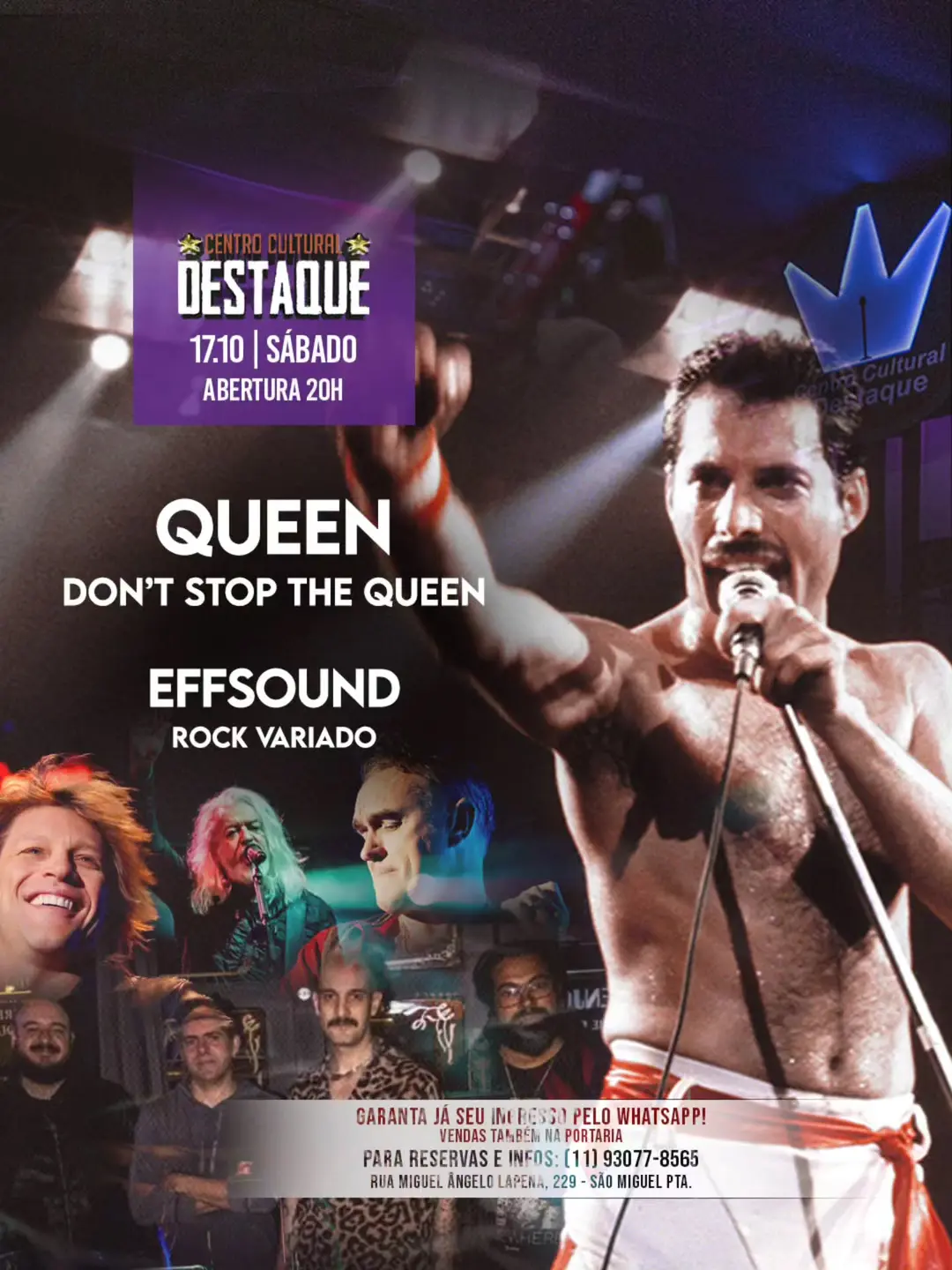Flyer de Effsound e Banda Dont Stop The Queen Show