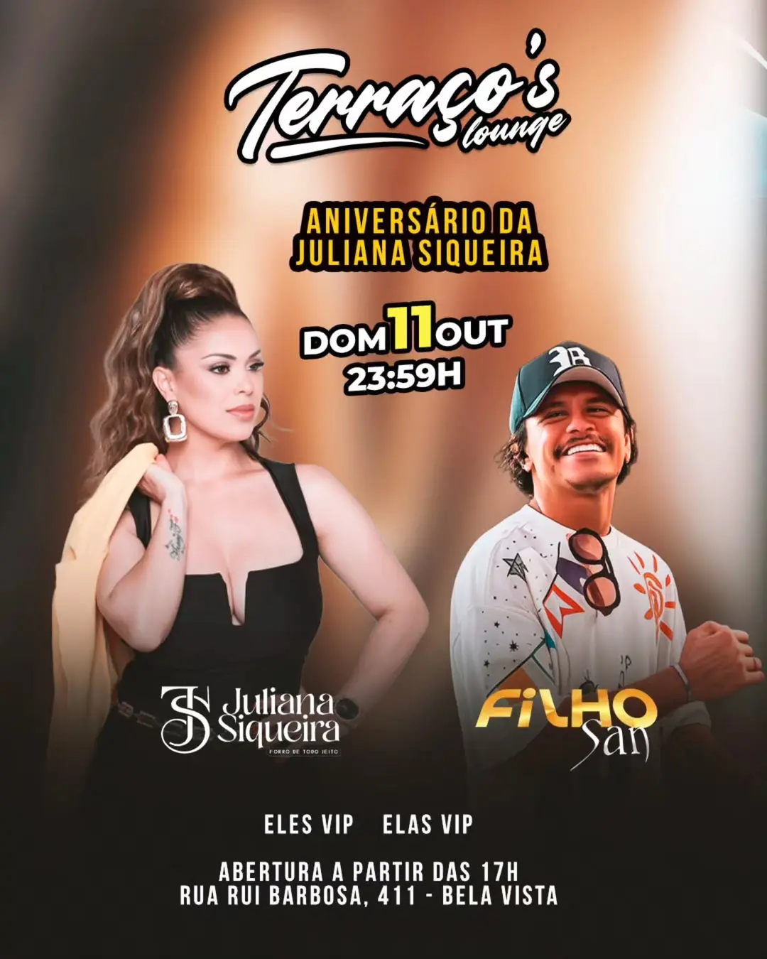 Flyer de Juliana Siqueira e Filho San