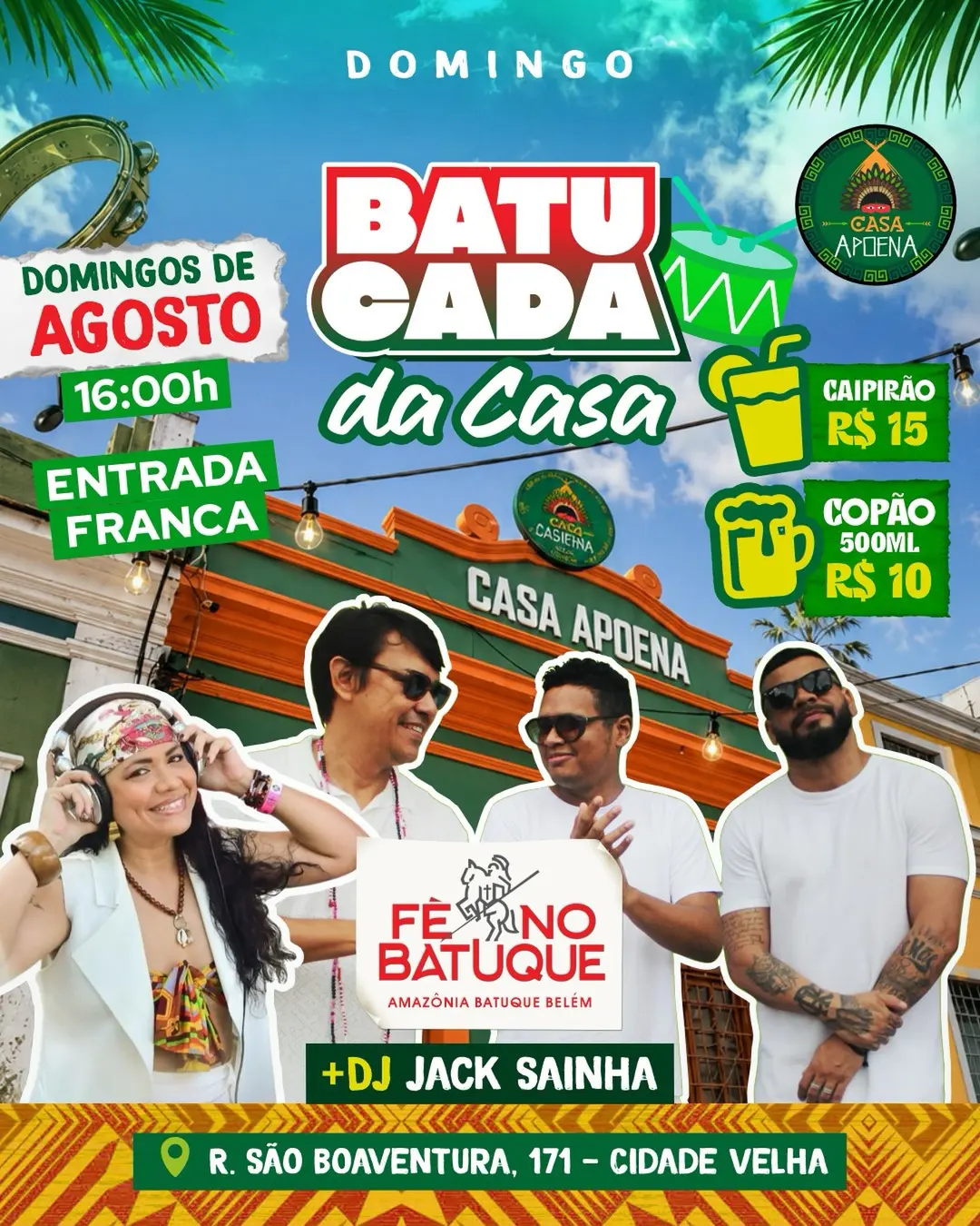 Flyer de Roda de Samba Fé no Batuque e mais 4 artistas
