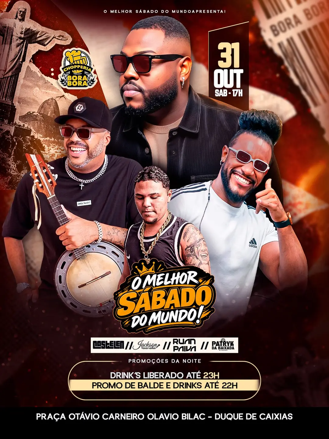 Flyer de Jackson Vasconcellos, Castelén e mais 2 artistas
