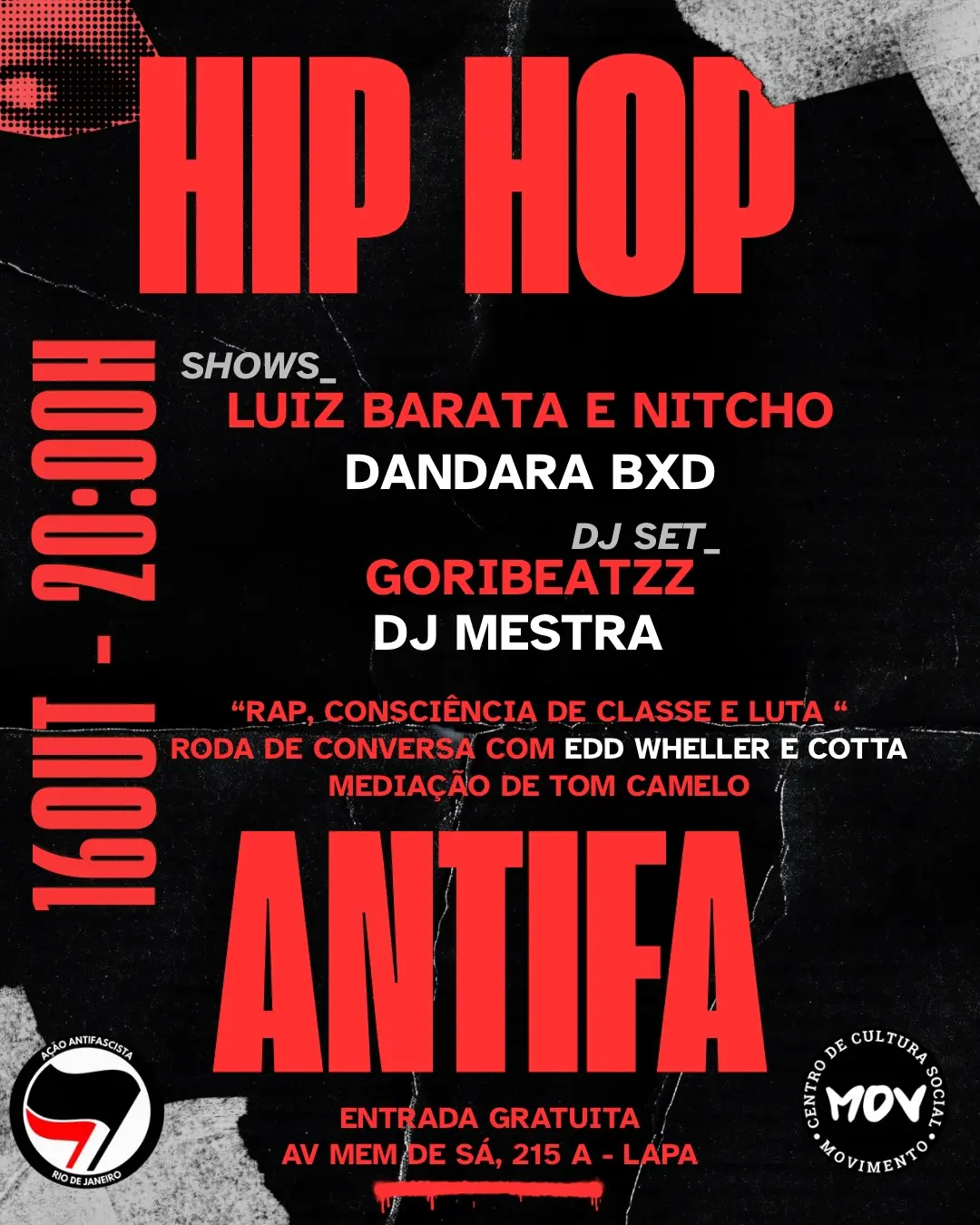 Flyer de Luiz Barata, Nitcho, Goribeatzz e mais 5 artistas