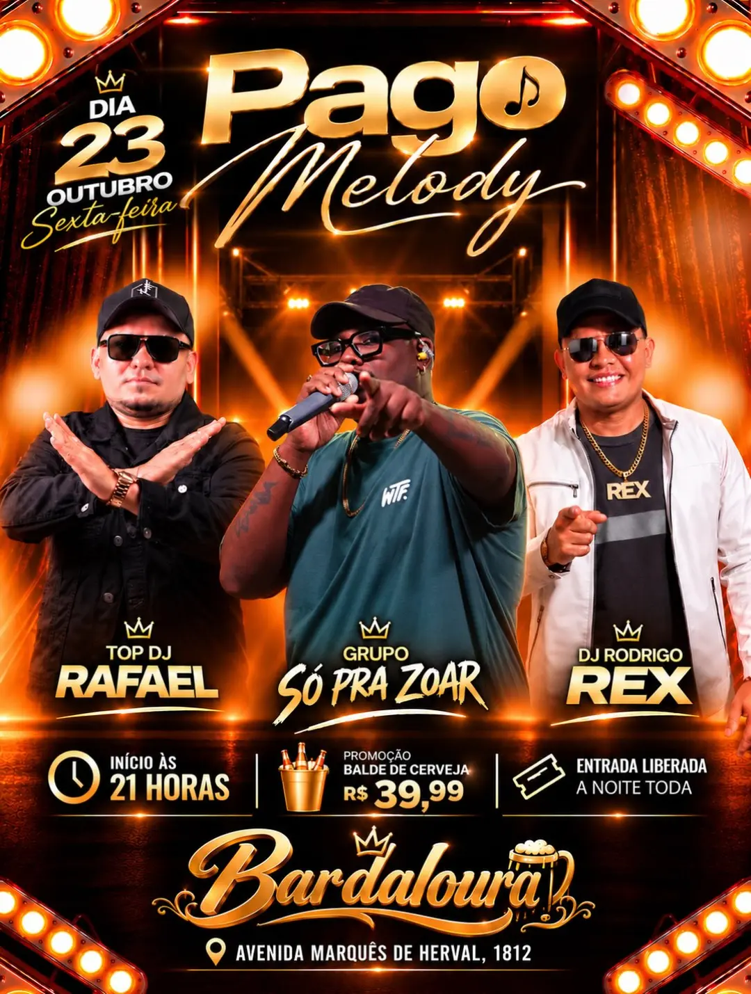 Flyer de Grupo Só Pra Zoar e DJ Rodrigo Rex