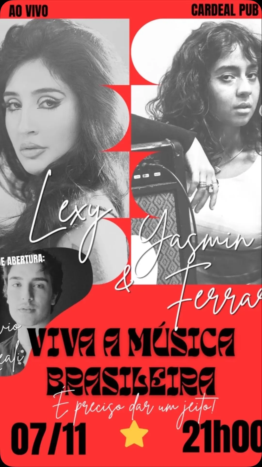 Flyer de L.E.X.Y, Yasmin, Ferrari e Rafael Leali