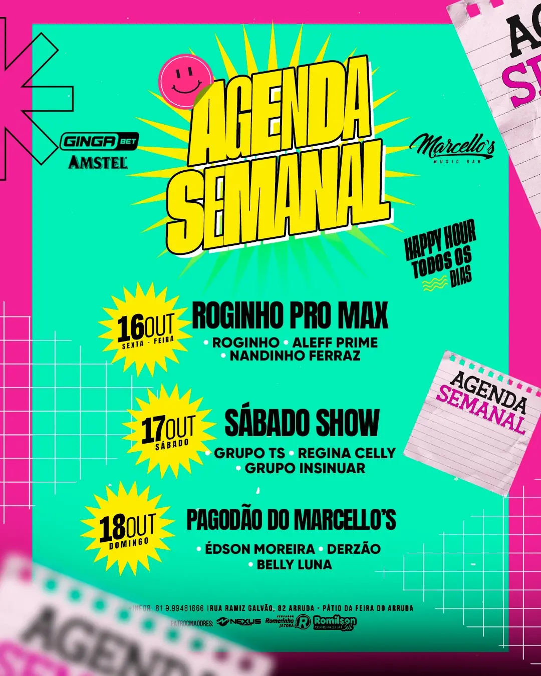 Flyer de Grupo TS, Regina Celly e Grupo Insinuar