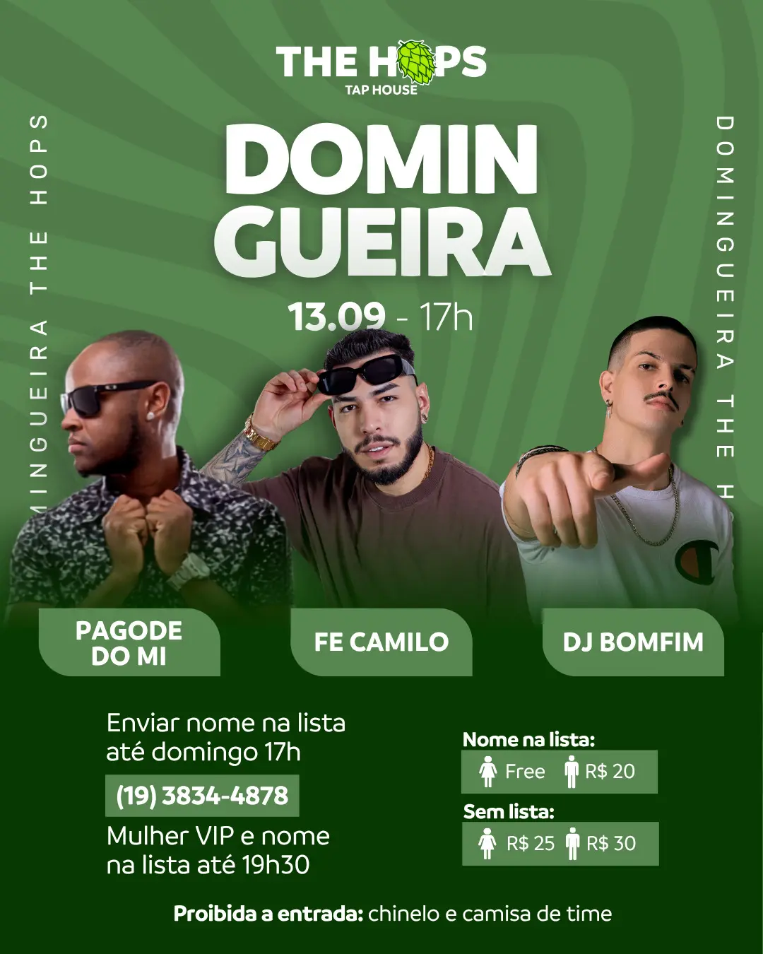 Flyer de Michel de Paula, DJ Bomfim e Fê Camilo