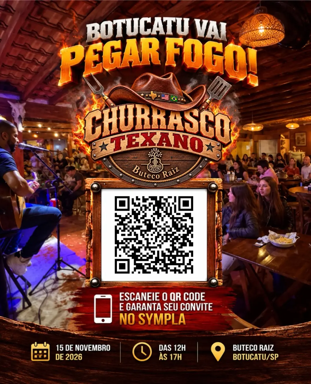 Flyer de Déborah Abreu e Zé di Credo & The Rednecks Country Band
