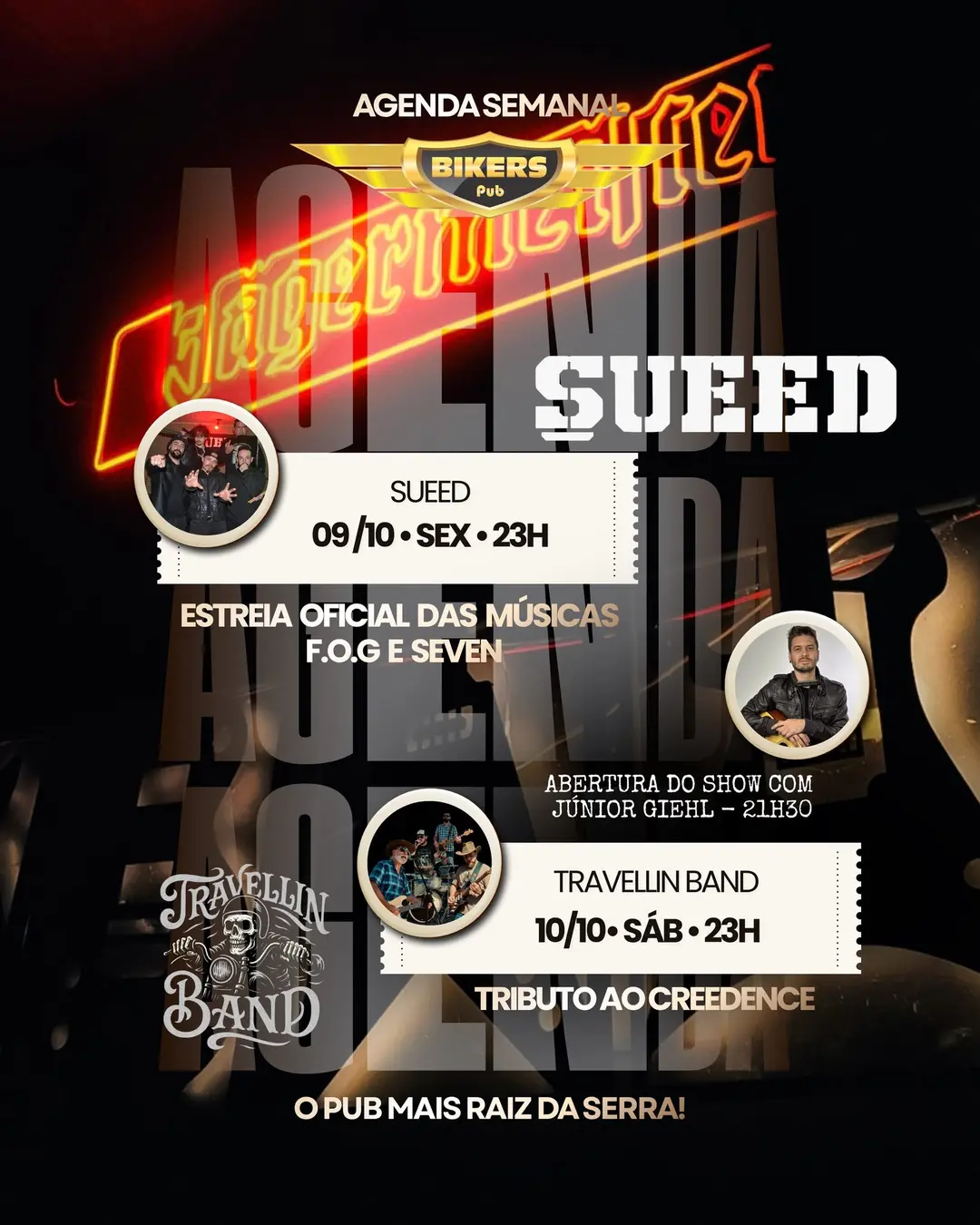 Flyer de Junior Giehl e Travellin Band