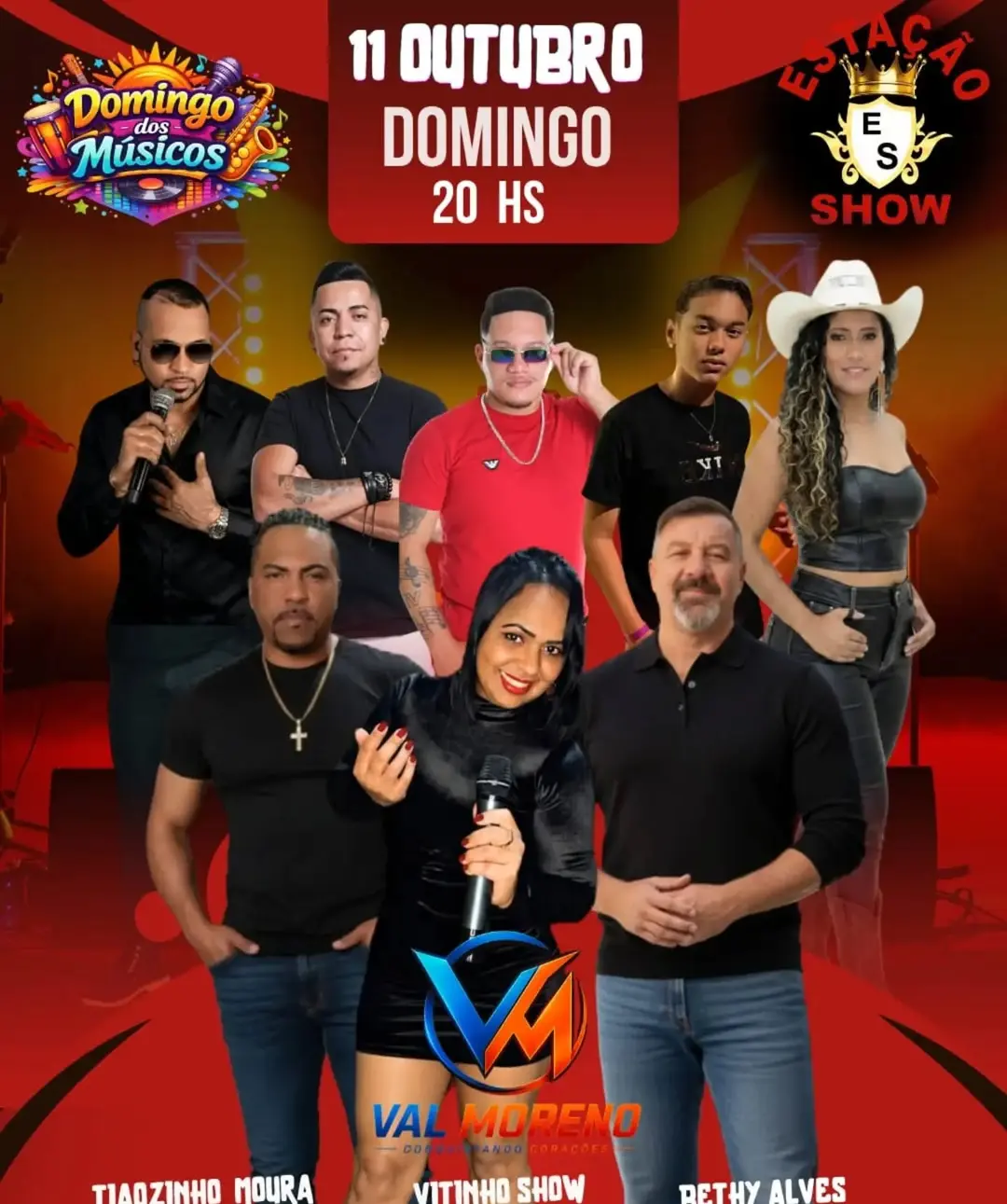 Flyer de Vitinho Show, Val Moreno, Tiãozinho Moura e Bethy Alves