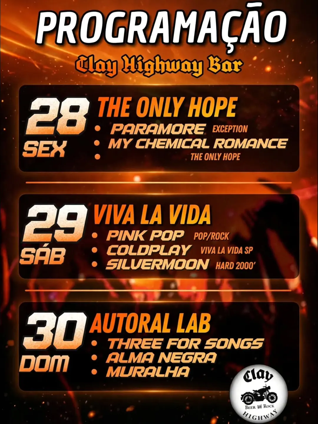Flyer de Three For Songs, Alma Negra e Muralha