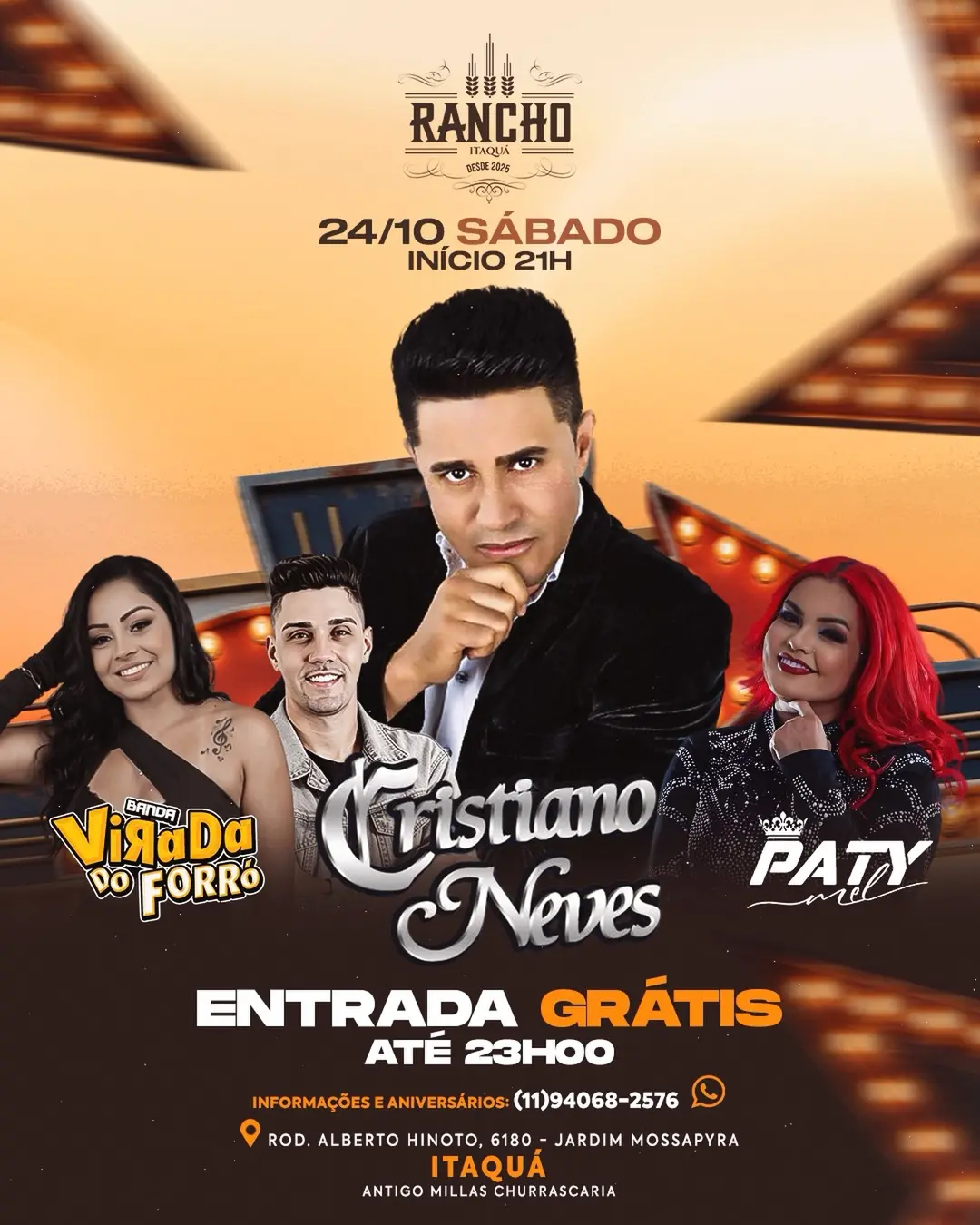 Flyer de Paty Mel, Virada do Forró e Cristiano Neves