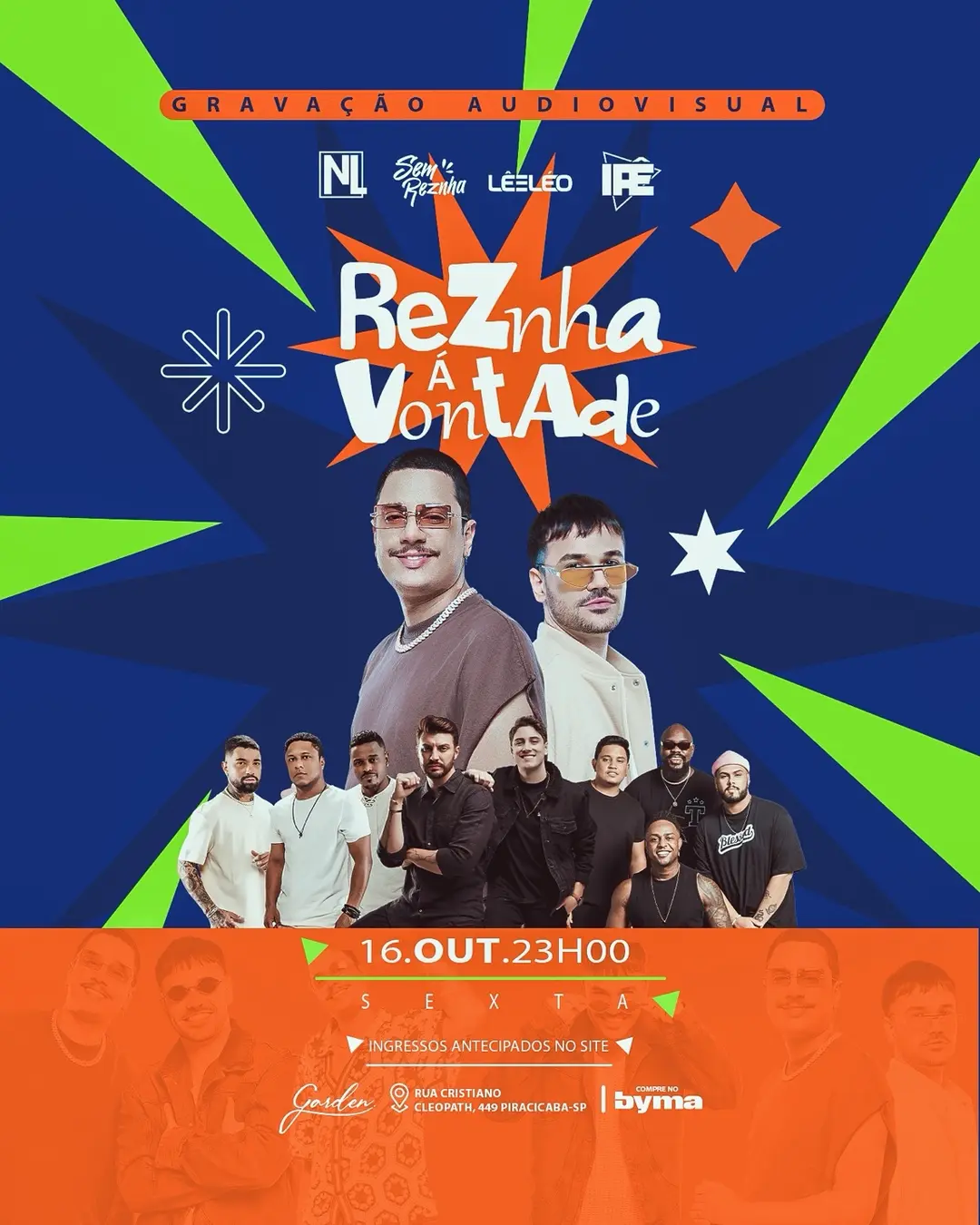 Flyer de Grupo NL, Lê e Léo, Grupo Iaê e Sem Reznha