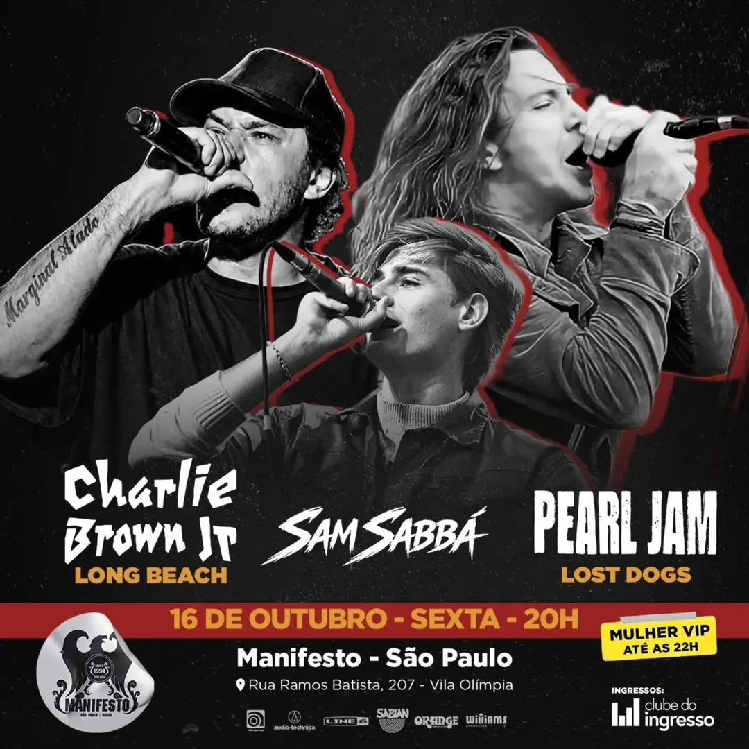 Flyer de Long Beach 64, Lost Dogs e Sam Sabbá