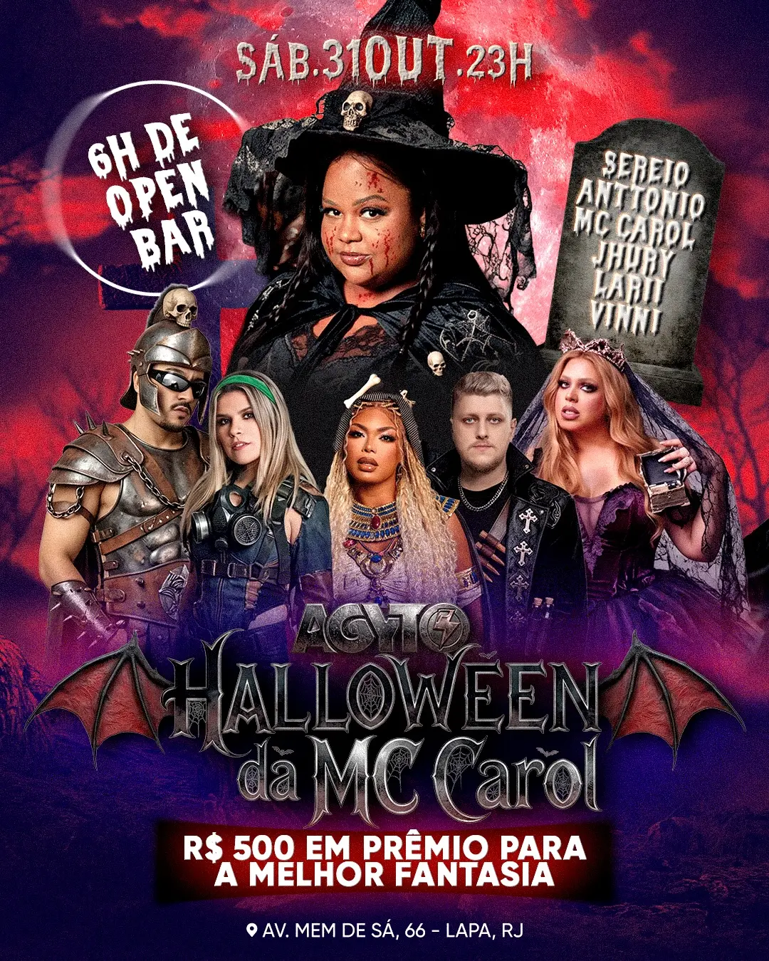 Flyer de DJ Sereio, Vinni, Antônio, Jhaury e Lari