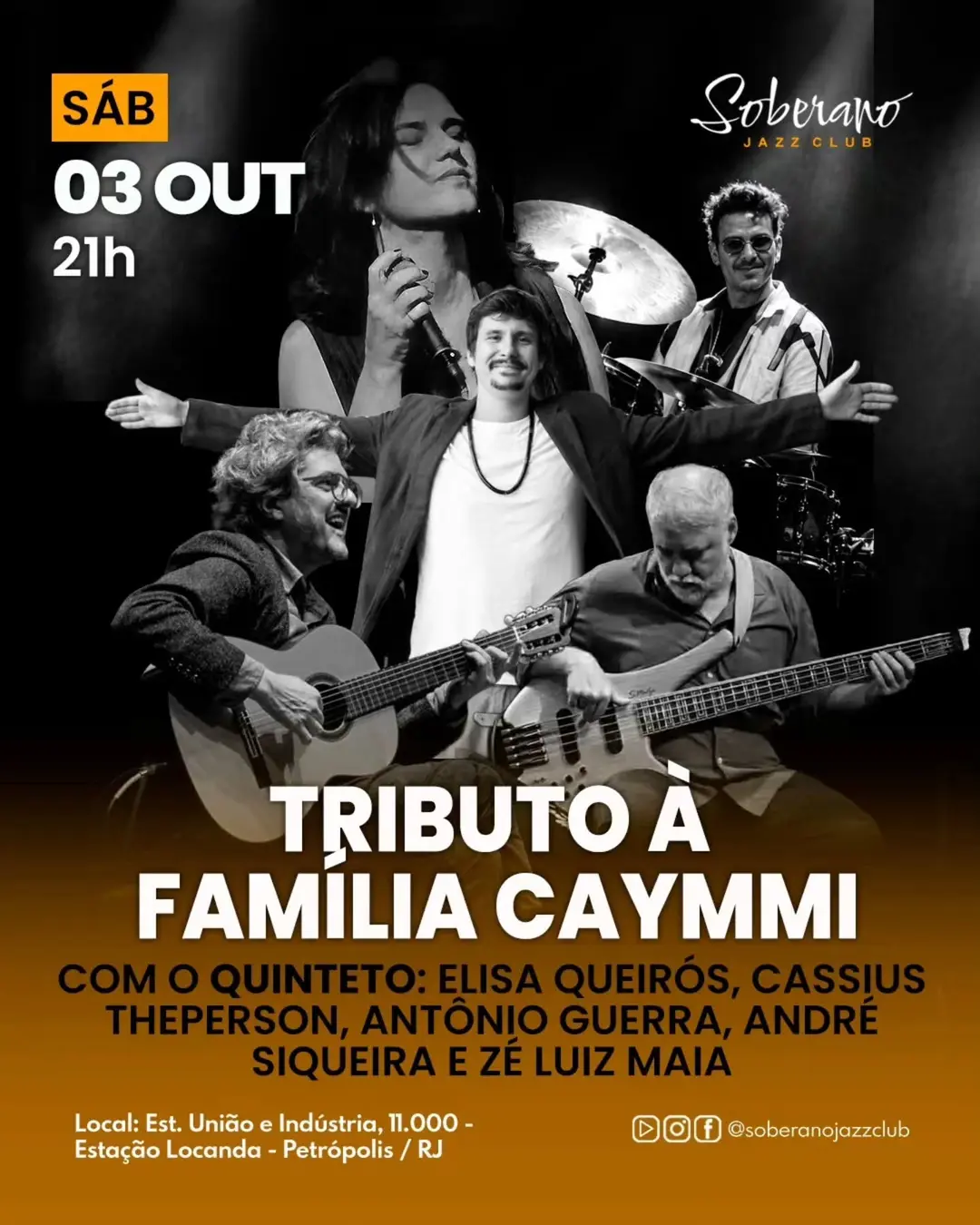 Flyer de Elisa Queirós, Dé Siqueira e mais 3 artistas