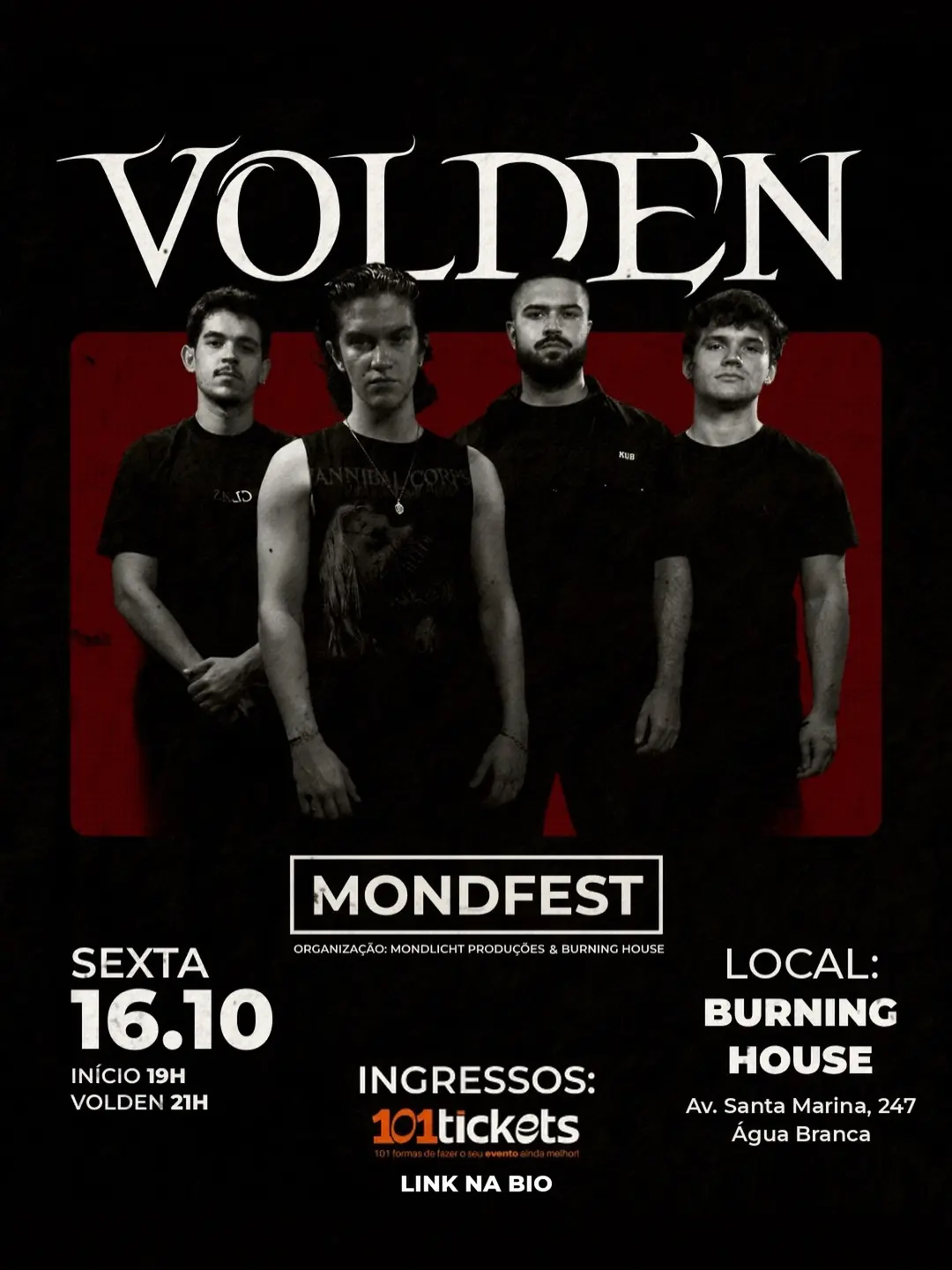 Flyer de Volden, Electrodead, Ledbetter, Black Star e Mondlicht
