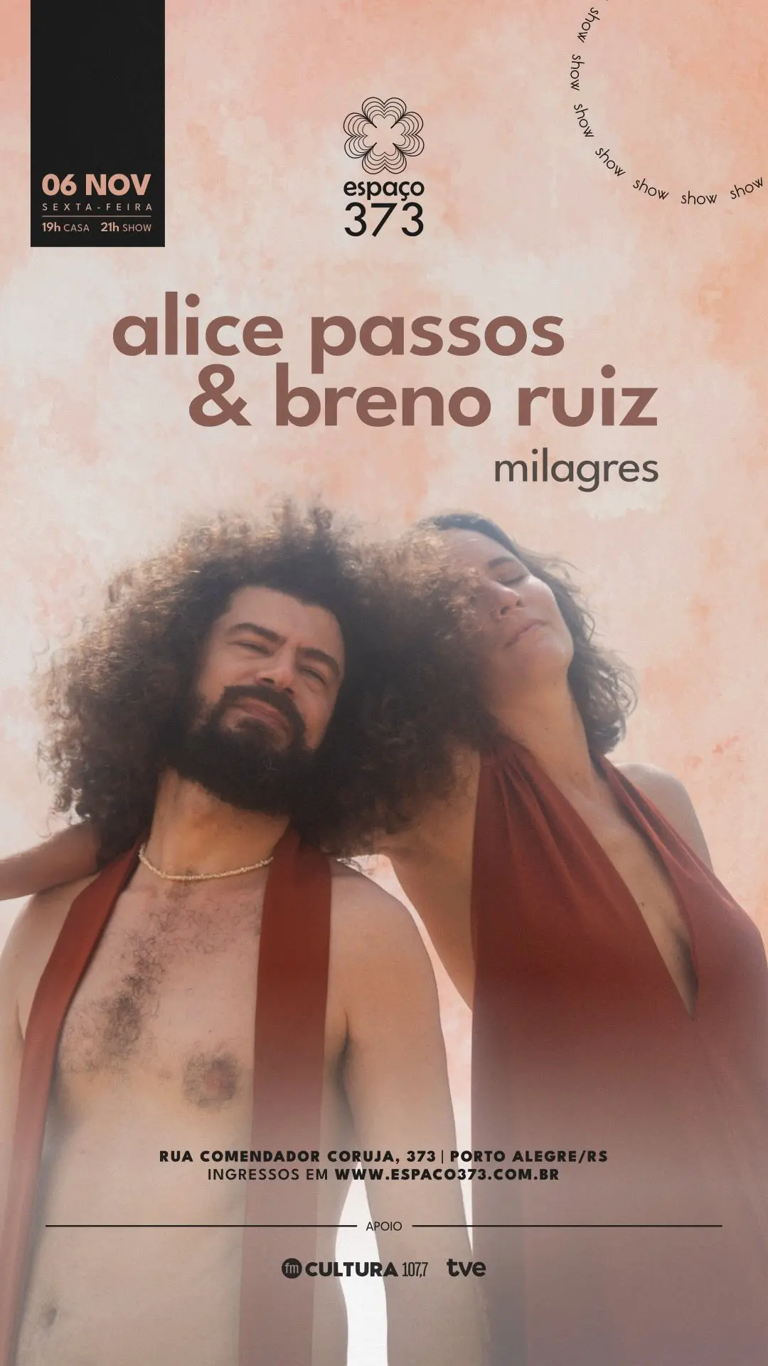 Flyer de Alice Passos e Breno Ruiz