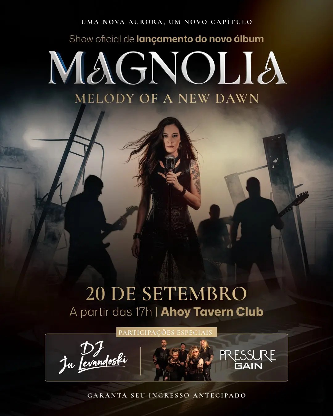 Flyer de Pressure Gain Band, Magnolia e mais 3 artistas