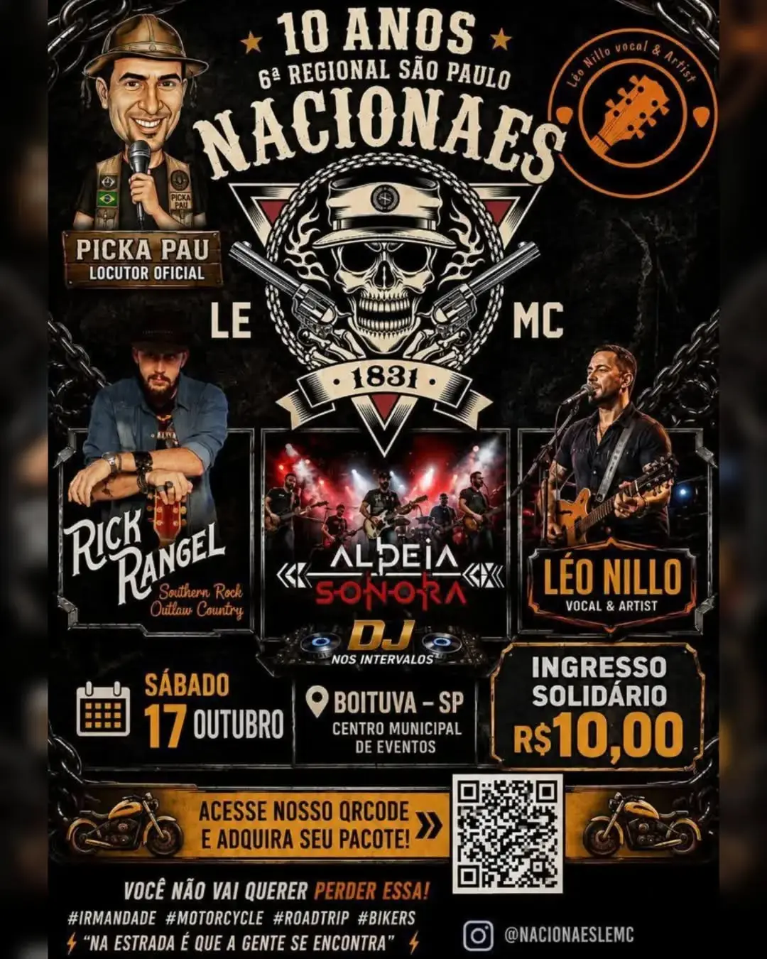 Flyer de Rick Rangel, Banda Aldeia Sonora e Léo Nilló