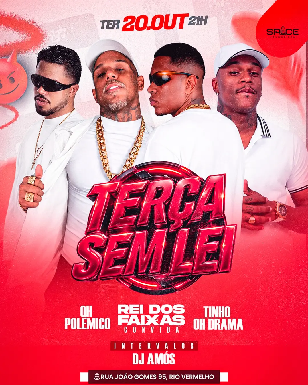 Flyer de Chegou Tinho, Amós Carlos e mais 2 artistas