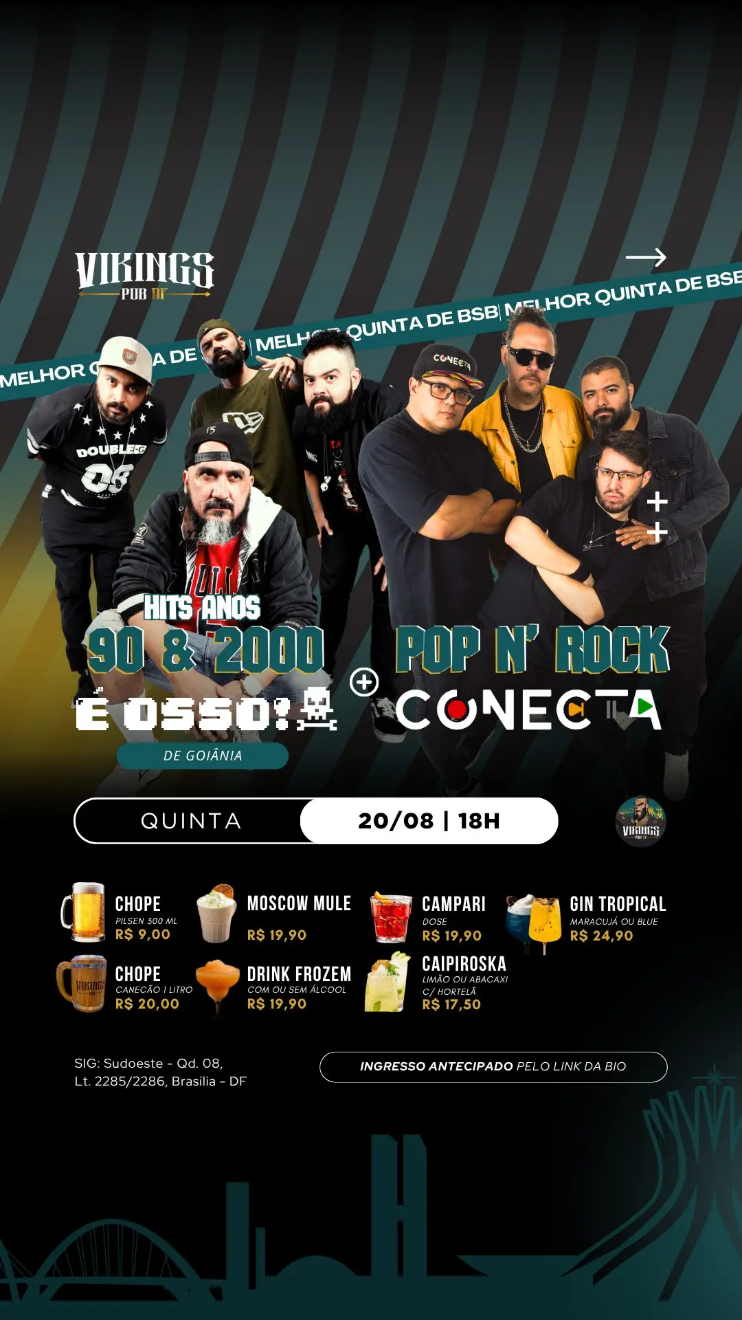 Flyer de Banda Conecta, Banda É Osso e Eos