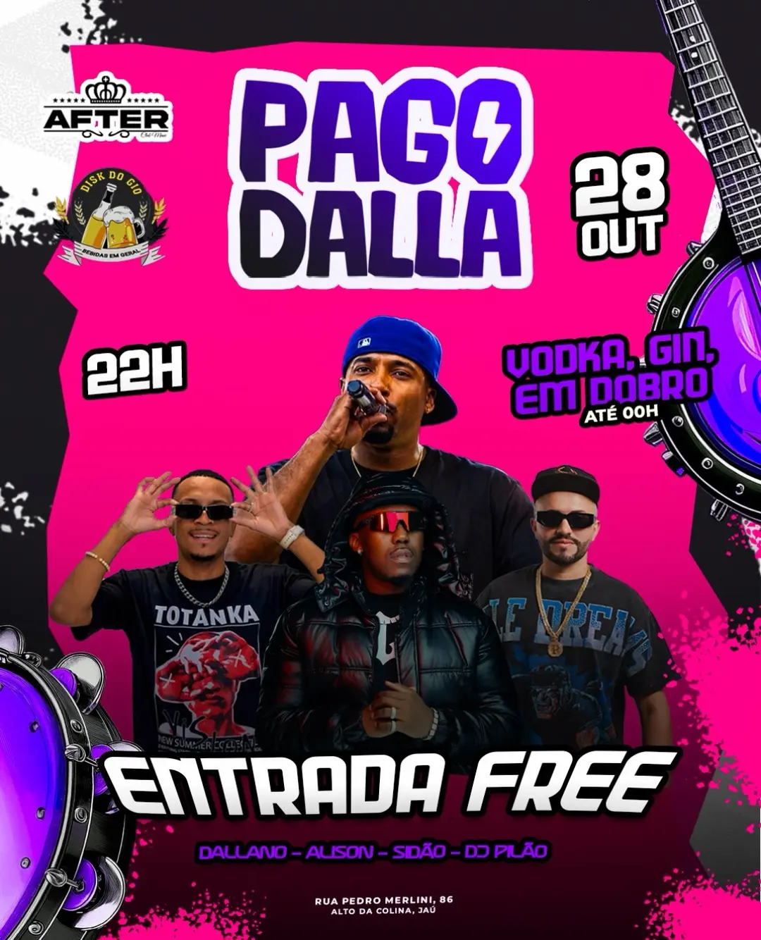 Flyer de Pagode do Sidão, Pagodalla, Alisson AS e DJ Pilão