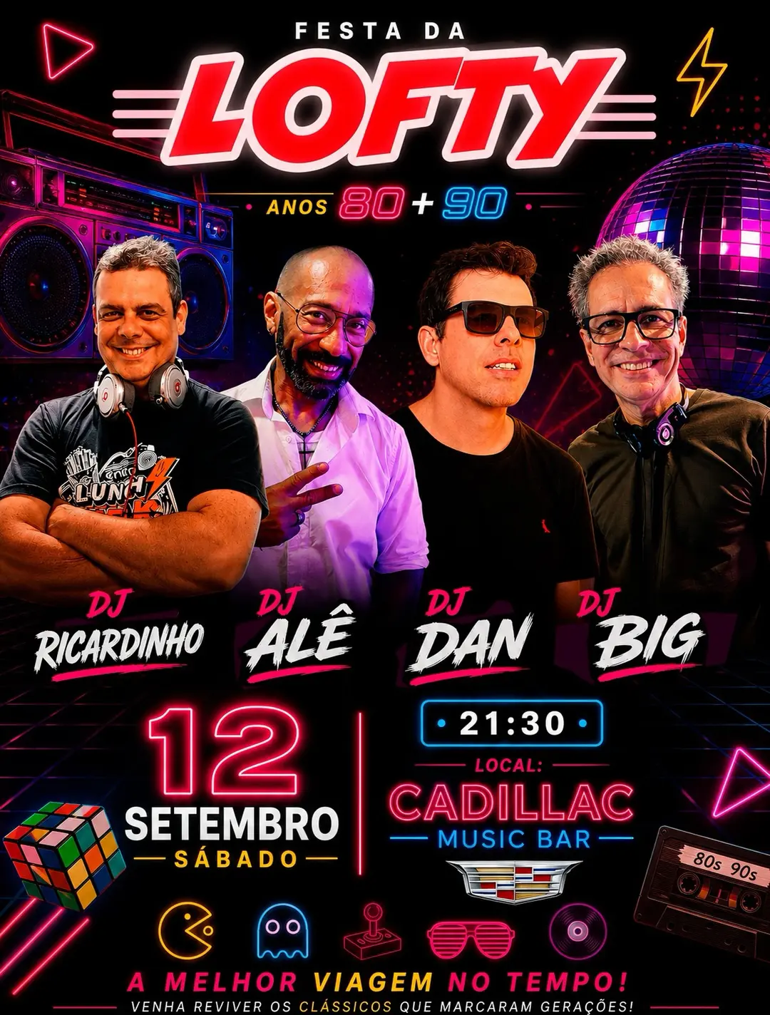 Flyer de DJ Big, DJ Ricardinho, DJ DAN e DJ ALÊ