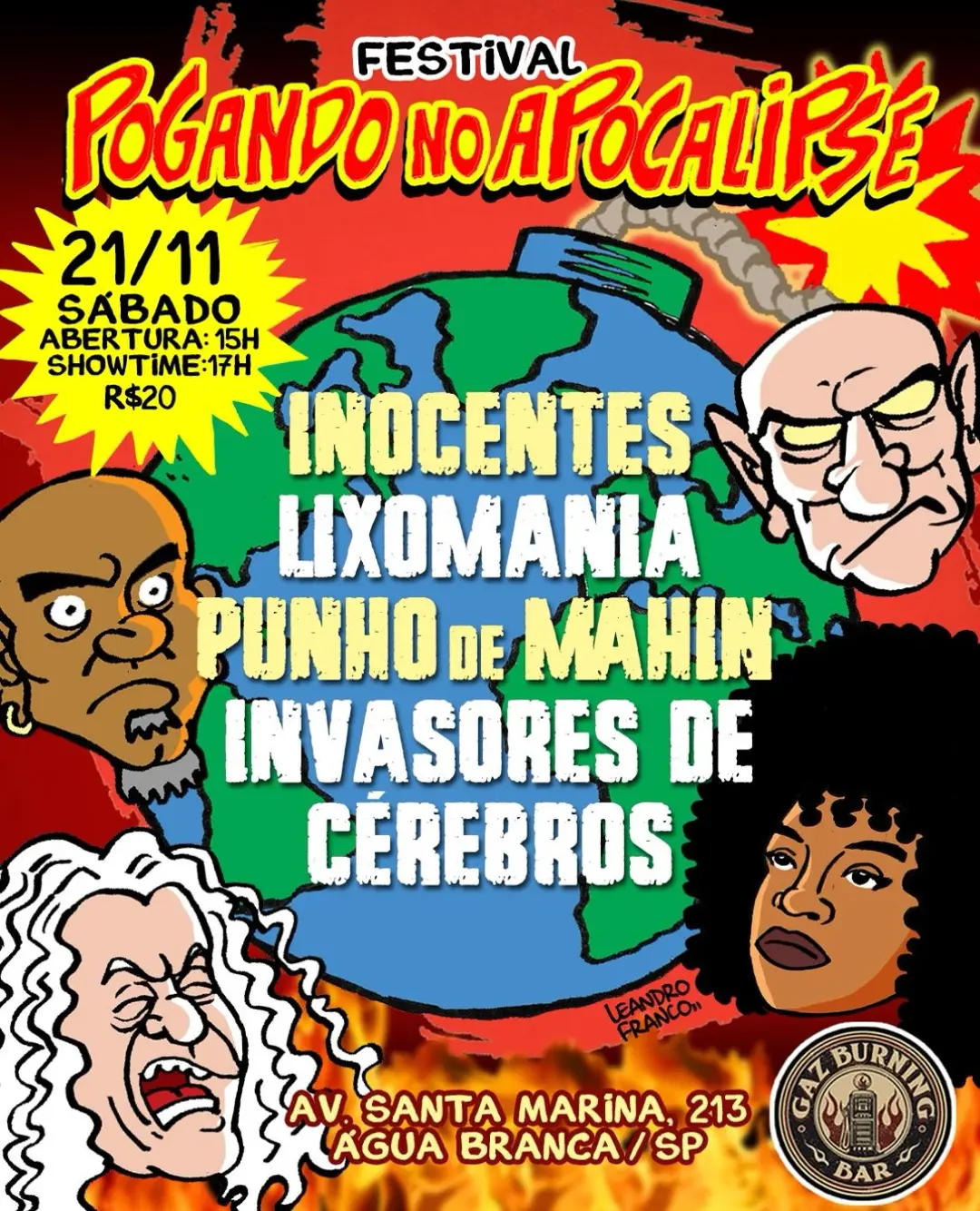 Flyer de Banda Inocentes, Punho de Mahin e mais 2 artistas