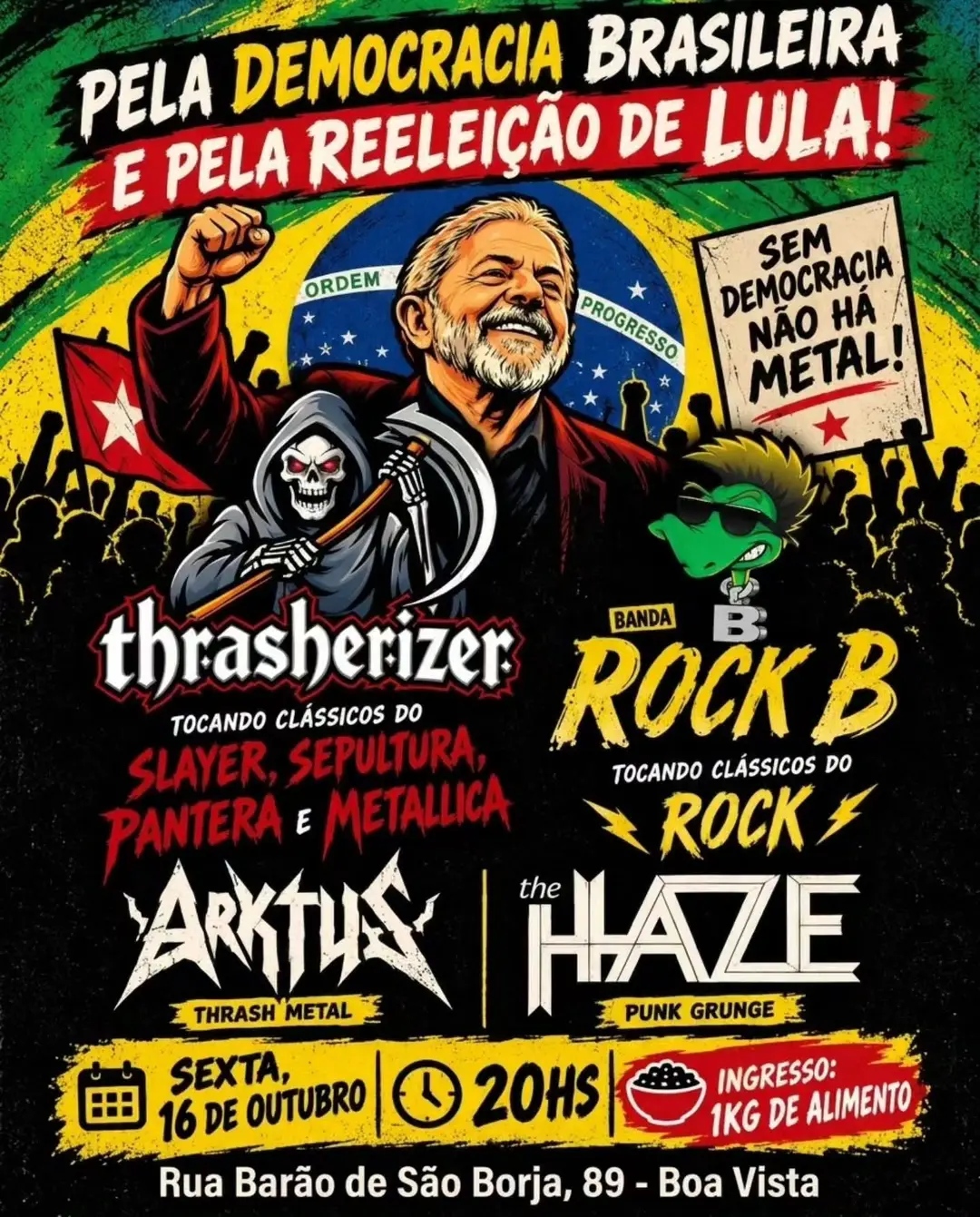 Flyer de Thrasherizer, Banda Rock B, Arktus, The Haze e Lepra