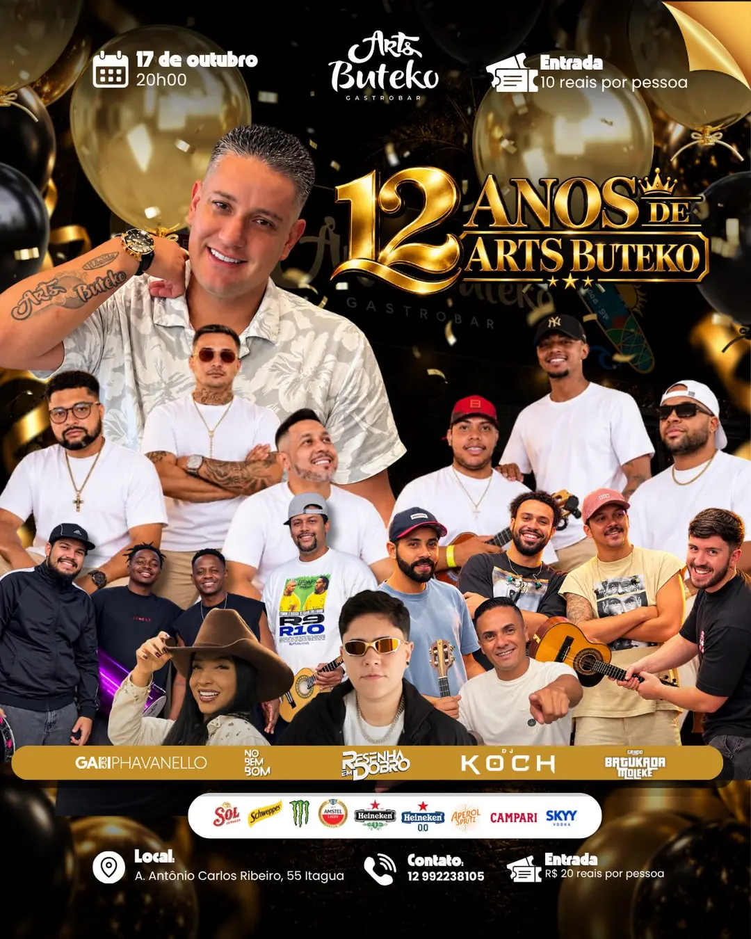 Flyer de Gabi Phavanello, Resenha em Dobro e mais 2 artistas