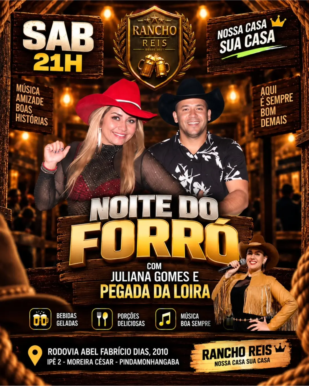 Flyer de Juliana Gomes e Pegada da Loira