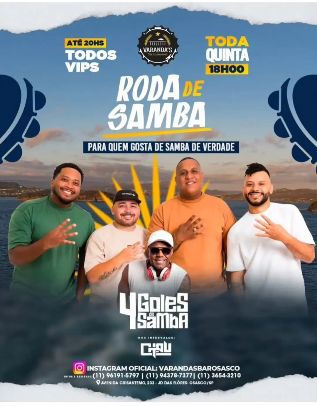 Flyer de 4 Goles de Samba e DJ Chau