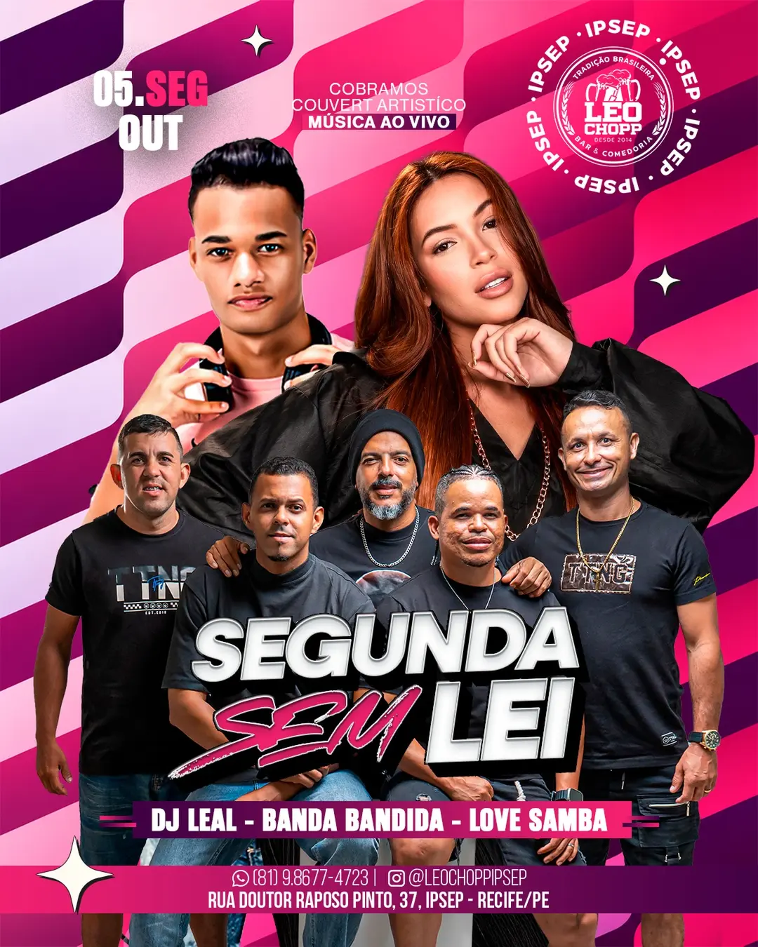 Flyer de Love Samba Oficial, DJ Leal e mais 2 artistas