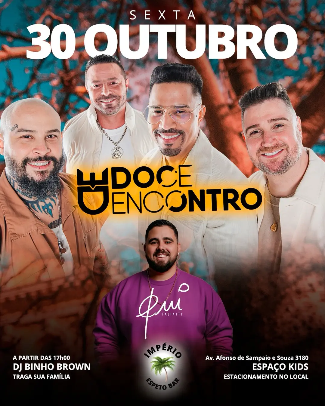 Flyer de DJ Binho Brown, Cantor Gui e Doce Encontro