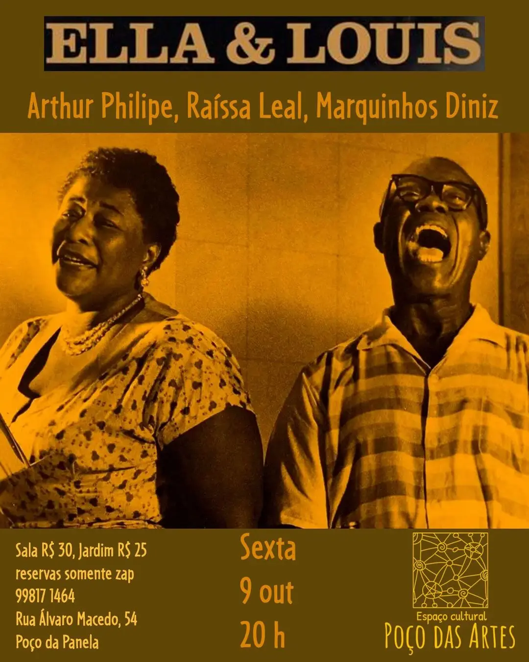 Flyer de Arthur Philipe, Raíssa Leal e Marquinhos Diniz
