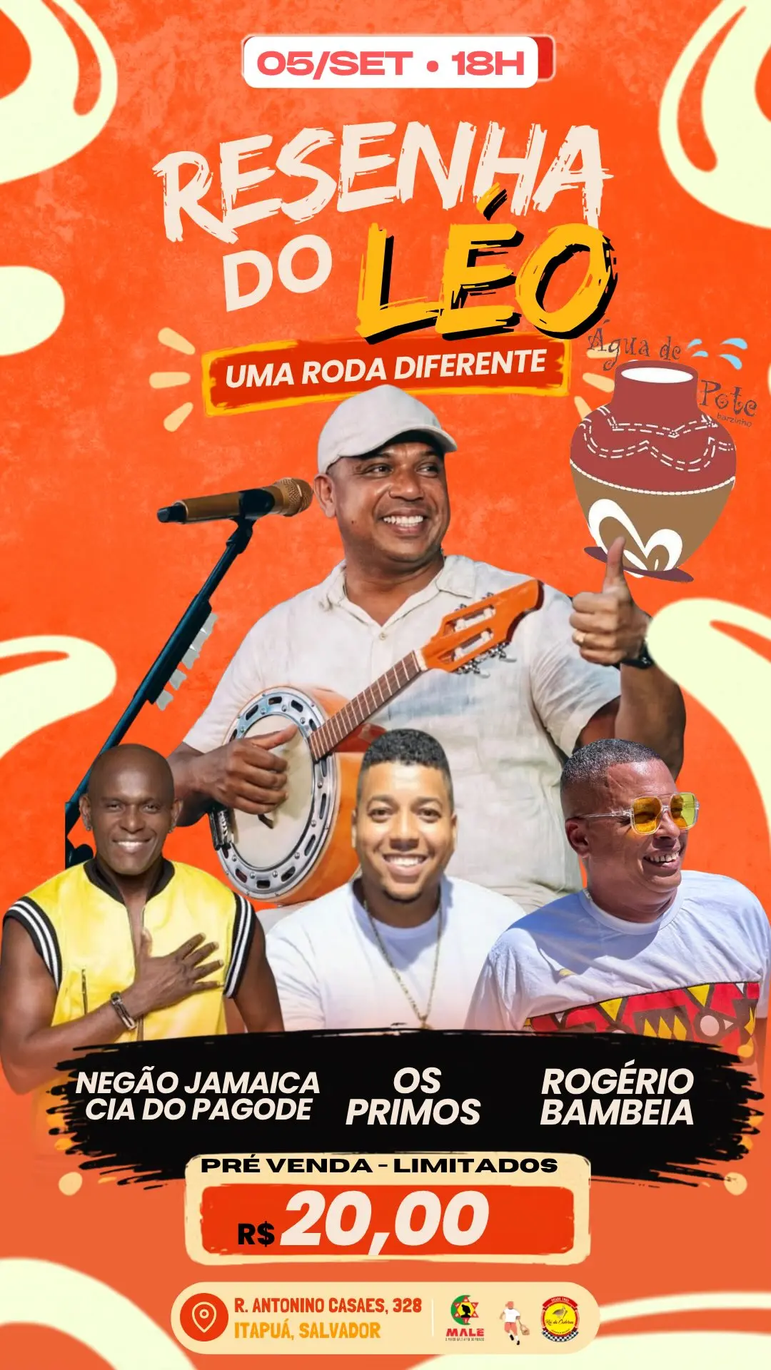 Flyer de Rogério Sacerdote, Negão Jamaica e mais 2 artistas