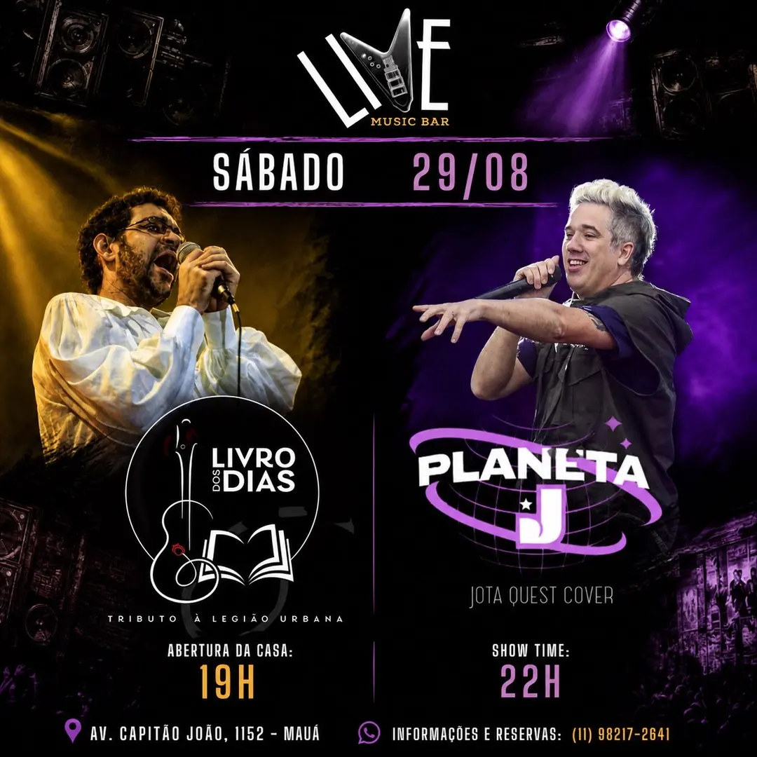 Flyer de Legião Urbana Tributo e Planeta J