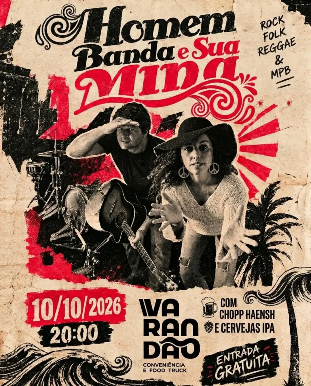Flyer de Homem Banda e Sua Mina