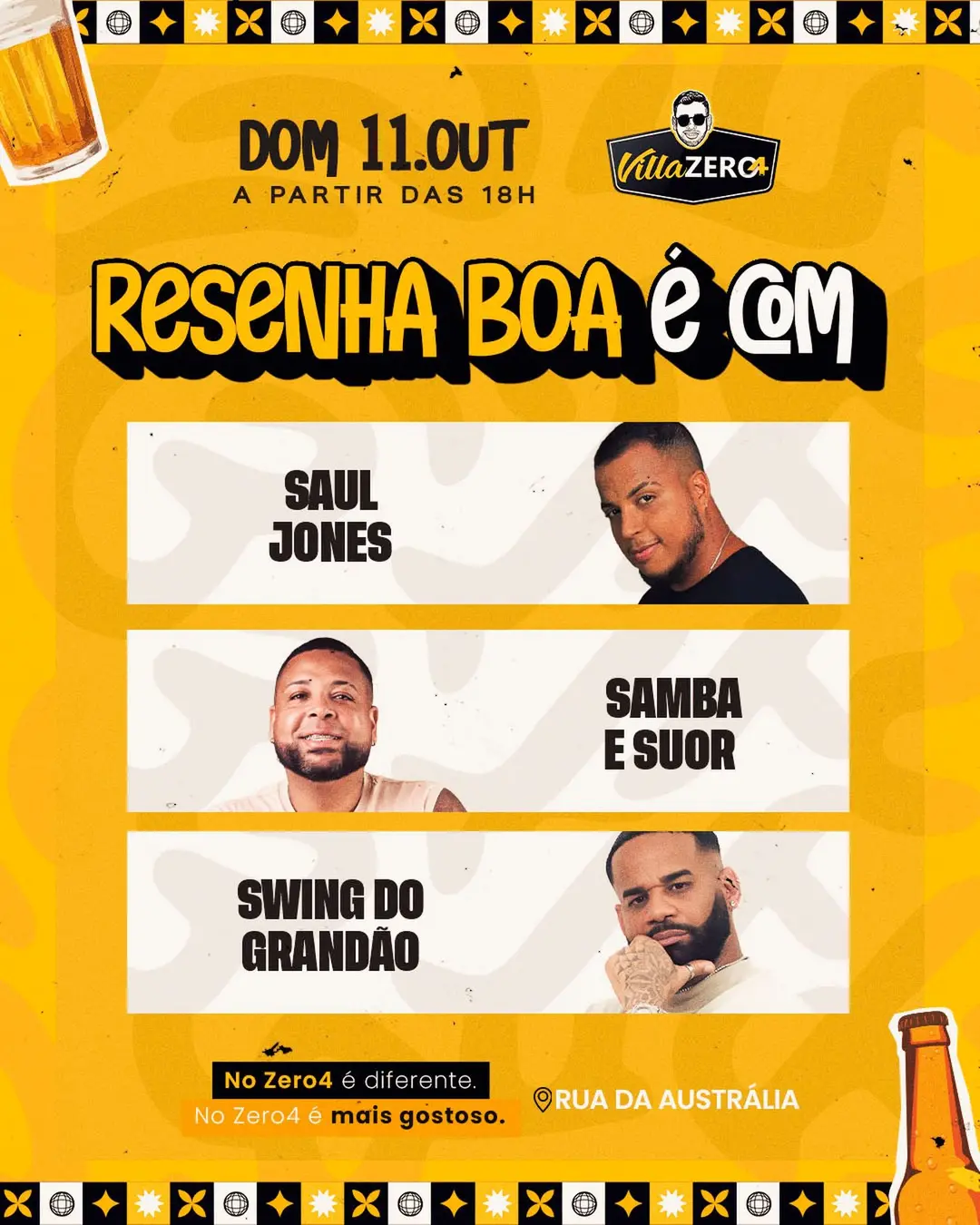 Flyer de Saul Jones e Samba e Suor & Swing do Grandão