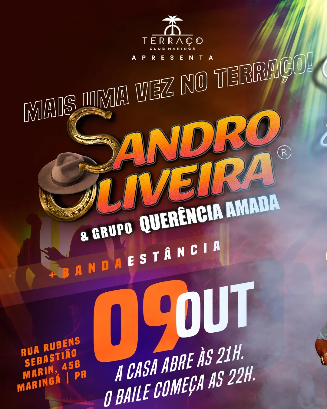 Flyer de Sandro Oliveira & Grupo Querência Amada e mais 4 artistas