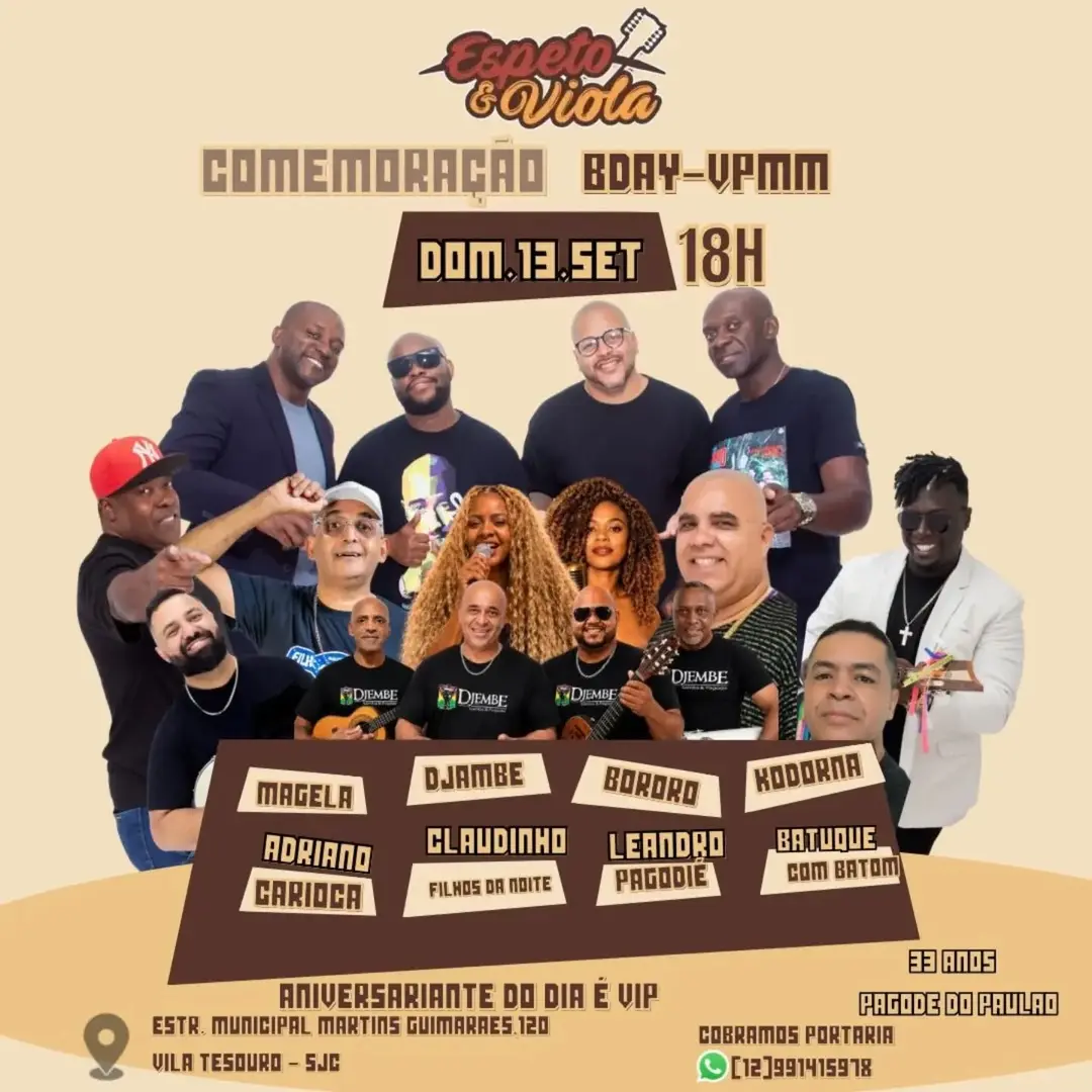 Flyer de Grupo Vem Pro Meu Mundo, Claudinei e Pagode do Paulão