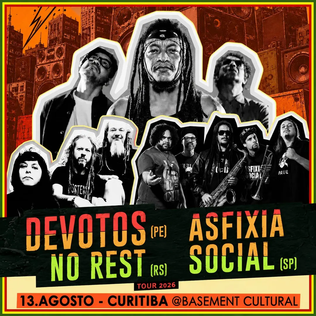 Flyer de Asfixia Social, Devotos e No Rest