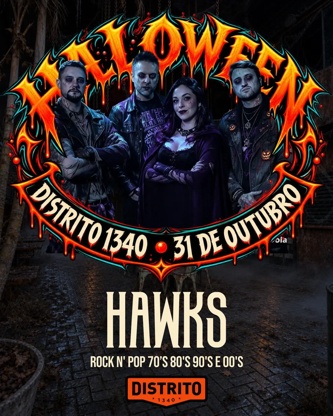 Flyer de Hawks, Rádio Vinil, Lenhadores e Offspring Cover Brasil
